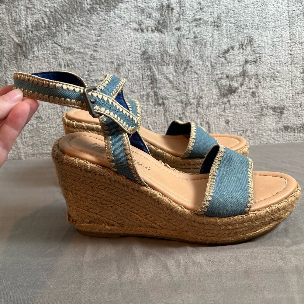 Matisse Sz 9 Denim Strappy Wedge Sandals Blue Women’s